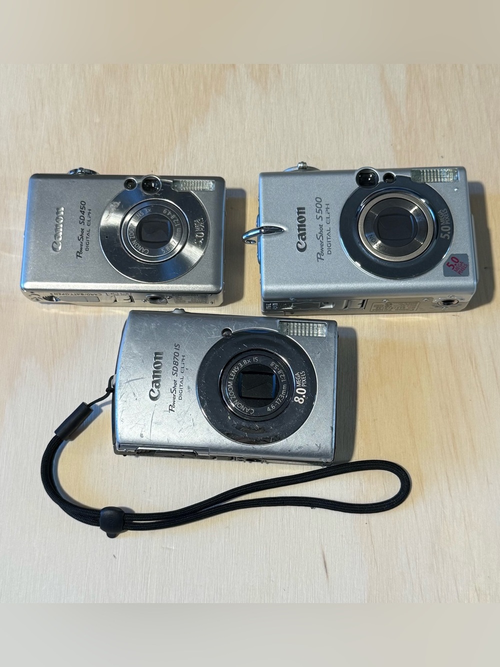 Lot Of 3 Canon Powershot Digital Cameras BROKEN“Parts/Repair-Only”Read Info Blw